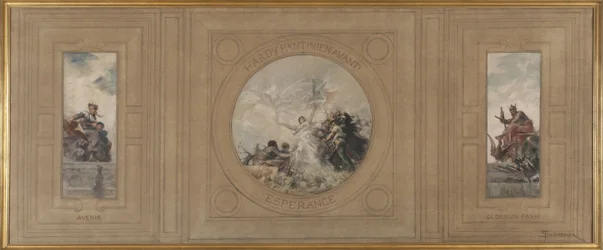 Skiss för stadshuset i Pantin: Avenir. Hardy Pantin! Framåt. Espérance. Gloriöst förflutet, år 1886 (olja på duk)