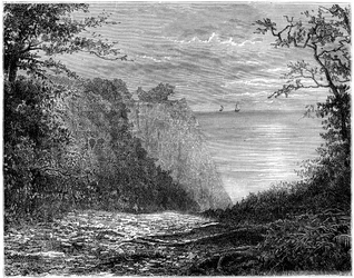 Kritklipporna vid Königsstuhl, Rügen, Tyskland, 1800-talet.