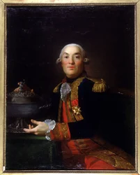 Porträtt av Georges Peville the Pelley. Kapare, sjöofficer, amiral, minister för flottan. målning av François - Valentin Gazard. Old Granville Museum
