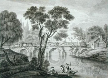 Design för en ruinös bro för trädgården vid Syon House, publicerad 1778 (gravyr)