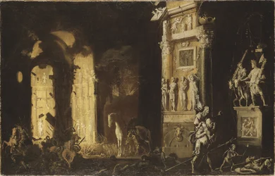 Trojas brand med Aeneas som bär Anchises