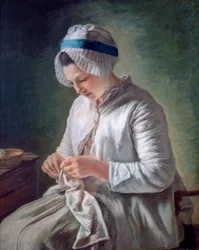 Ung kvinna i arbete, c1725-1778