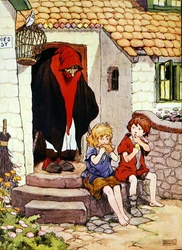 Illustration från "The Beautiful Book of Nursery Rhymes, Stories and Pictures", utgiven av Blackie & Son (färglitografi).