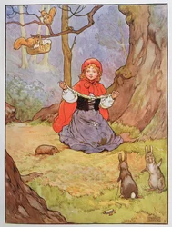 Rödluvan, illustration från "The Beautiful Book of Nursery Rhymes, Stories and Pictures", av Frank Adams, utgiven av Blackie and Son