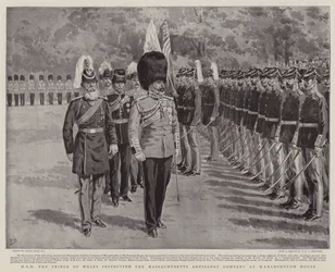 HKH Prinsen av Wales inspekterar Massachusetts Artillery Company i Marlborough House