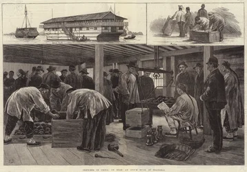 Skisser i Kina, ombord på en Opium Hulk i Shanghai