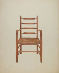 Stol, furu med sits av sly, ca 1939 (gouache på papper)