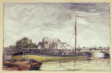 Le Pont-Neuf (gouache  kol på papper)