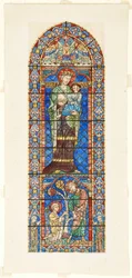 Studie av målat glas, North Clerestory of Nave, Chartres Cathedral, Frankrike