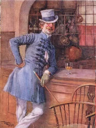 Montague Tigg (Martin Chuzzlewitt) (färglitografi)