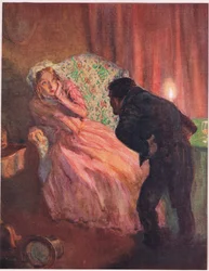 "Du trodde att du var änka, va", ca 1920 (färglitografi)