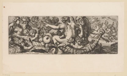 Triumph of Met Galatea med Nereids, Satyrs och Putti Mytologiska figurer vid vattnet (serietitel)