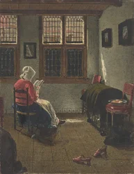 En kvinna som läser, efter Pieter Janssens Elinga, 1846-47.