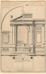 Ritning, upphöjning av altarskärm, ca 1770
