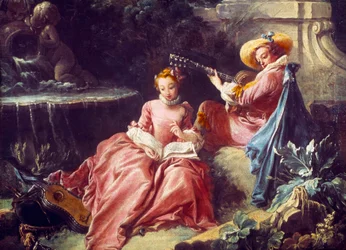 Musiklektionen Målning av Francois Boucher (1703-1770). 1700-talet. Paris. Cognacq Jay Museum