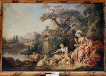 Herdens bo eller presenter Målning av Francois Boucher (1703-1770)