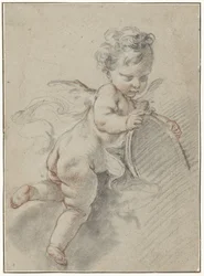 Flytande putto med toalettspegel