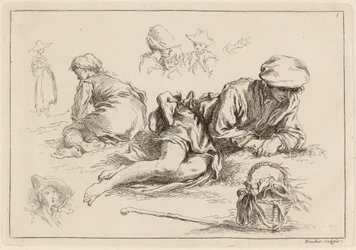 Figurstudier inklusive Reclining Boy