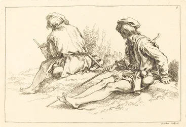 Sittande herdepojkar