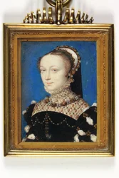 Lady Elizabeth Fitzgerald, grevinna av Lincoln (akvarell & kroppsfärg på veläng)