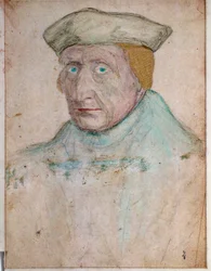 Porträtt av Guillaume Bude (Budee) (Budaeus) (1467-1540), mästare i Francois I:s kungliga bokhandel i Fontainebleau Teckning av Francois Clouet (1475/1485-1540). 1535. Musee Conde, Chantilly