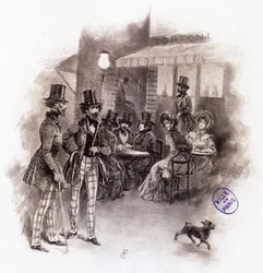 Illustration av "" Profile of grisette""" ny tillhörande Receuil "" Mimi de Pinson"" av Alfred de Musset