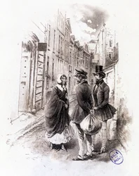 Illustration av "" Profile of grisette""" ny tillhörande Receuil "" Mimi de Pinson"" av Alfred de Musset