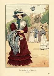 Kvinna utanför Theatre du Gymnase, Paris