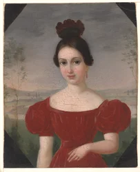 Porträtt av Marie Louise Têtu, Madame François Fleischbein, ca 1833-36 (olja på papper)