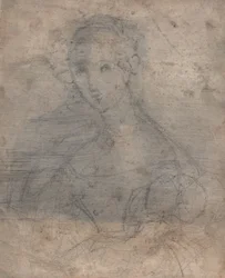 Skiss av Marie Louise Tetu, Madame François Fleischbein, före ca 1833 (blandade medier (penna, bläck och krita))