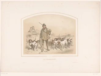 Jägare med tio jakthundar La promenade (titel på objekt)