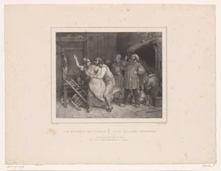 Man försöker krama kvinnan i värdshuset Le farceur de village / Byn lotherio (titel på objekt) Tolv representationer av olika figurer (serietitel) Album de douze sujets (...) (serietitel)