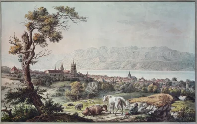 Utsikt över Lausanne från Beaulieu (Blick von Beaulieu auf Lausanne)