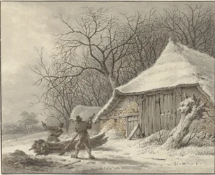 Vinterlandskap med en gård nära Voorbroek i Terborg
