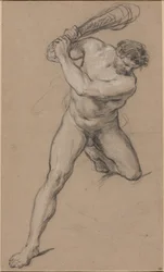 Hercules Raising his Club: Studie för "Hercules and Cacus"