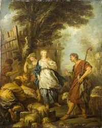 Jacob möter Rachel vid brunnen, ca 1720.