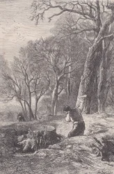 Vinterscen: stubbavdragaren, från Magasin Pittoresque, ca. 1852.