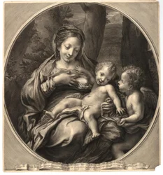 François Spierre - Madonna del Latte (Jungfru med barn och en ängel), efter Correggio, W,8.14