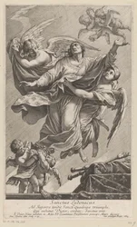 Saint Louis IX bars till himlen av två änglar Sanctus Ludovicus (titel på objekt)