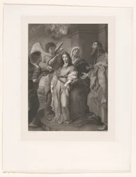 Maria som ung kvinna, prydd av änglar i närvaro av Joachim och Anna