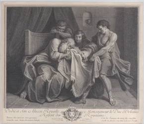 Jakob gråter i sin sons dräkt medan hans andra söner drar bort den från honom, 1724.