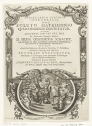 Minerva lauwert schrijver Titelsida för: Johannes Carolus de Roo, Dissertatio juridica inauguralis, ad tit. ff. efter ett upplöst äktenskap, hur hemgift begärs, 1722