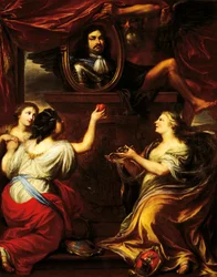 Parma, Piacenza och Castro framför Ranuccio II Farneses bild, av Frans Denys (ca 1610-1670).