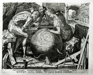 Geometri, graverad av Hieronymus Cock (ca 1510-70)