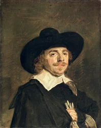 A Small Portrait of a Man Holding Gloves, c.1642 