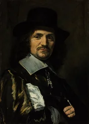 Porträtt av målaren Jan Asselijn (Asselijn eller Asselin) (1610-1652) - Målning av Frans I Hals (1581-1666) - 1650-talet - Olja på trä - 64,5x46,3 - Szepmuveszeti Muzeum, Budapest