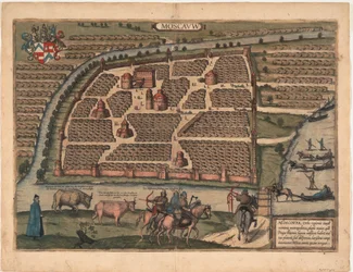 Karta över Moskva på 1500-talet Från: Civitates orbis terrarium, 1575
