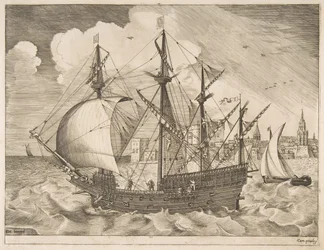 Beväpnad fyrmästare på väg till havs från segelfartygen, ca. 1555-56.