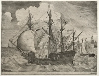 Segelfartyg: Armed Four-Master Putting Out to Sea, 1561-65.