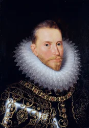 ""Porträtt av Albert av Österrike (1559-1621)"" (Porträtt av Albert VII, ärkehertig av Österrike (1559-1621)) Målning av Frans Pourbus den yngre (1569-1622) - Olja på trä - Dim 60x42 cm Groeningemuseum, Brygge